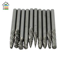 10pc/Set 3*3mm Shank Tungsten Carbide Cutter Rotary Tool Accessories Burr Set CNC Engraving Milling Cutter File Router Bit