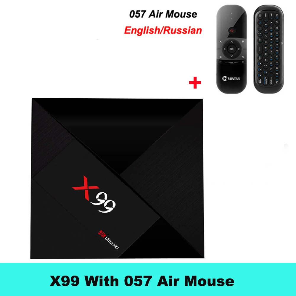 VONTAR X99 4GB 64GB Android TV Box Rockchip RK3399 Support Type-C USB3.0 Streaming Box with Google Play Store Youtube - Цвет: X99 with 057