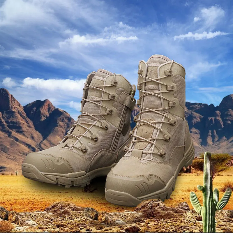 Высокие уличные водонепроницаемые походные ботинки для мужчин; военные тактические ботинки для пустыни; армейские сапоги; обувь для охоты; большой размер 45