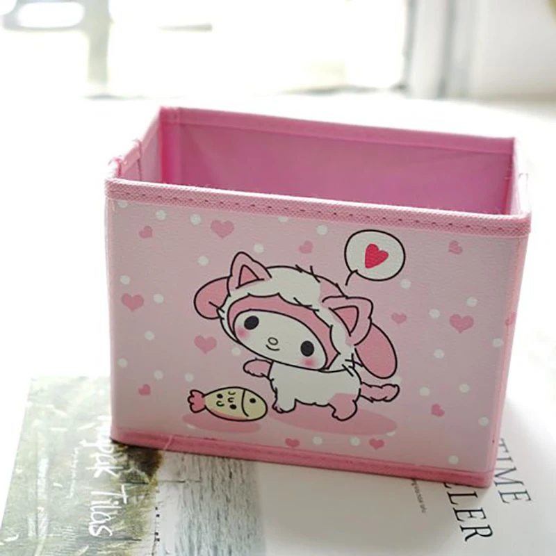Foldable Cartoon Cosmetic Storage Box Bedroom Jewelry Makeup Key Office Articles Organizer Dormitory Sundries Container