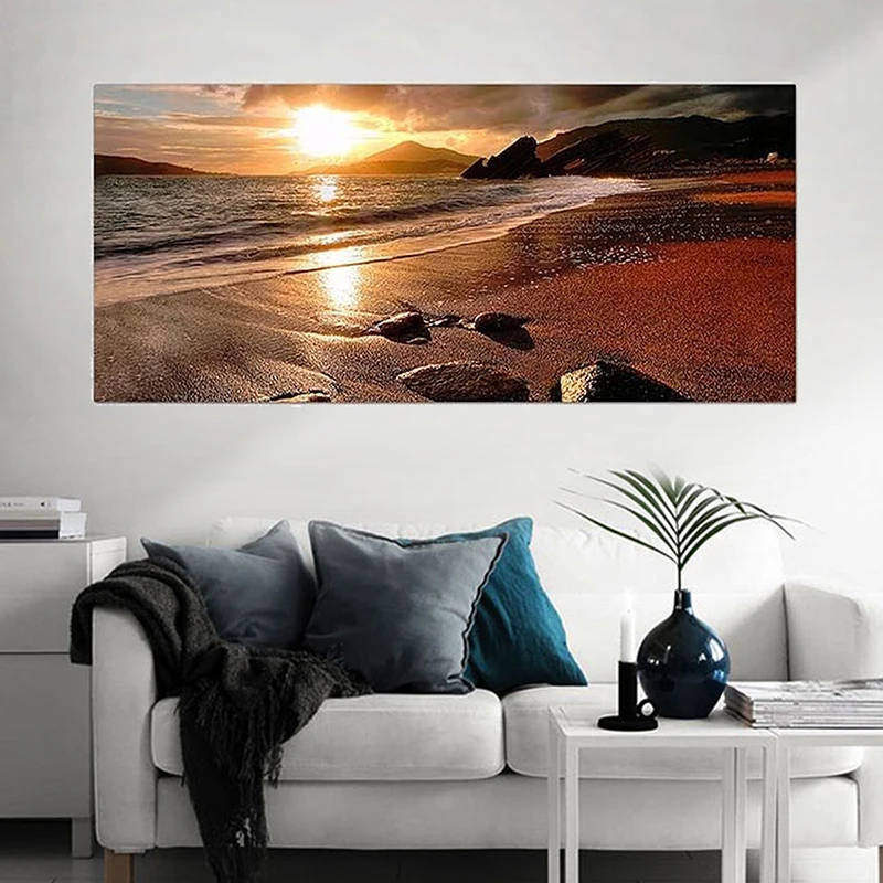120x50cm No Frame Beach Sunset Glow Scenery Printed Wall Art Painting Decoration Wall Pictures