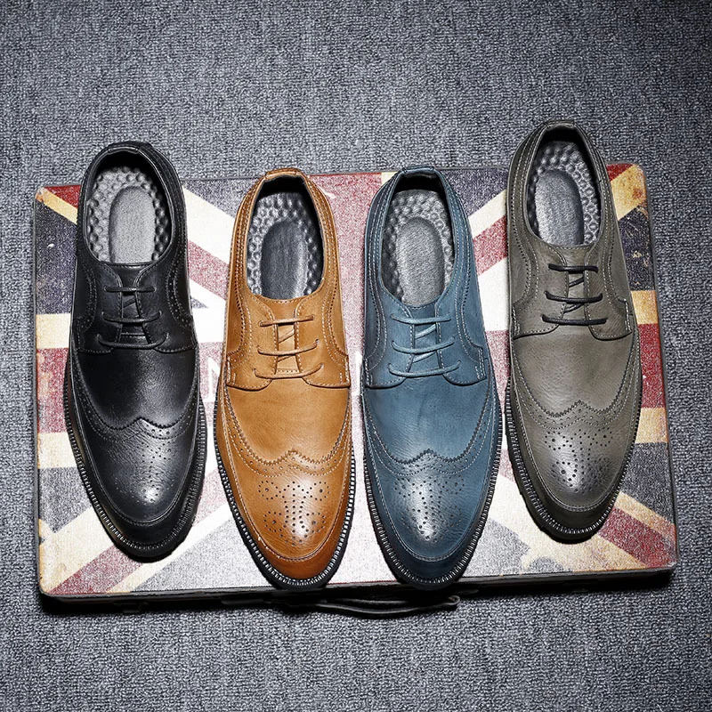 Большие размеры 38-48, Мужские модельные туфли с перфорацией типа «броги»; нарядные туфли для мужчин социальных элегантная дизайнерская