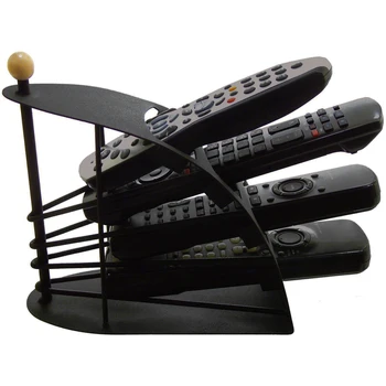 

Great Ideas Remote Control TV Handset Holder / Storage Caddy / Organiser - Holds Up To 4 T.V. Remotes - Black Metal Arched Desi