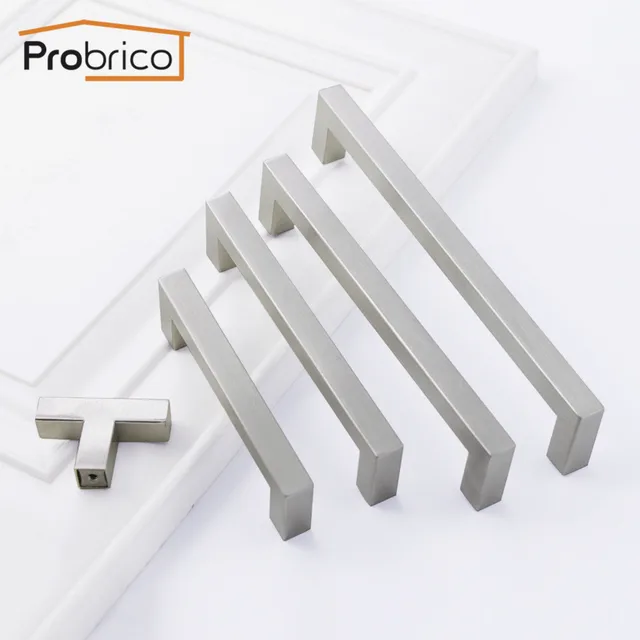 Cheap Probrico Cabinet Handle Kitchen Door Drawer Cupboard Pulls 10mm Stainless Steel Square knobs And handles For Furniture Hardware Cheap Probrico Cabinet Handle Kitchen Door Drawer Cupboard Pulls 10mm Stainless Steel Square knobs And handles For Furniture Hardware