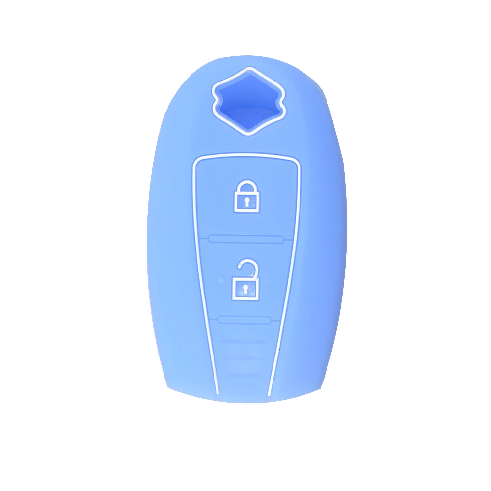 Красочные 2 кнопки силиконовой резины ключи крышка чехол для Suzuki Vitara Swift Kizashi SX4 Baleno Ertiga - Название цвета: Light Blue