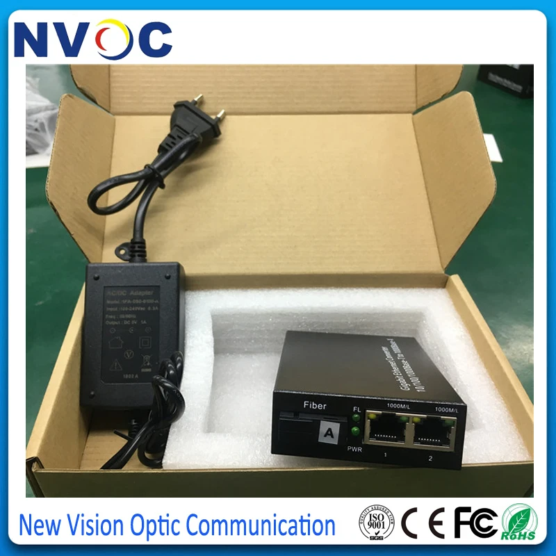 1 1000 м волокно + 2 10/100/1000 RJ45 волоконно оптический преобразователь 20 км Ethernet