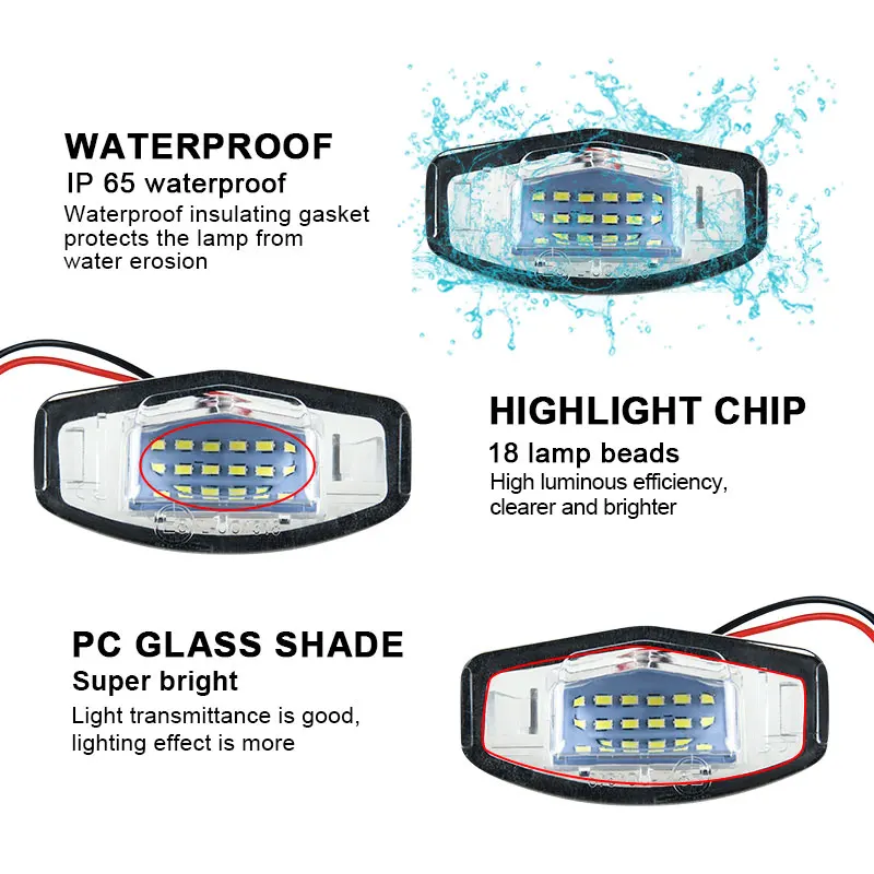 12V автомобильный Стайлинг 18 SMD чипы Светодиодные номерные знаки для Honda Для Civic VII4