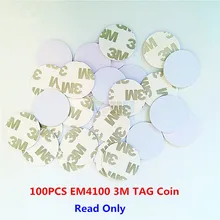 100 шт./лот 125 кГц EM4100 TK4100 3 м клейкой ленты для монет бирка RFID карты 20/25 мм Читайте только Карточки контроля доступа