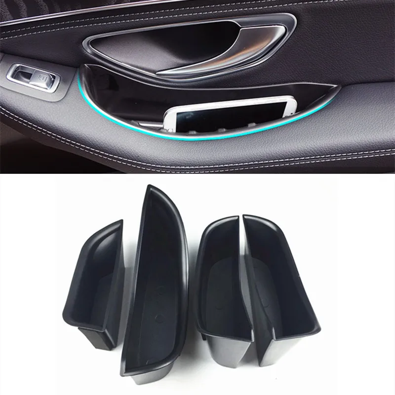 

Door Handle Storage Box For Mercedes Benz GLC C Class W205 2015-17 Container Holder Tray Accessories Organizer Car Styling