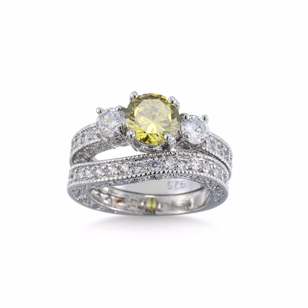  New  Design Hot Sale  Fashion Yellow Crystal CZ Rings  for 