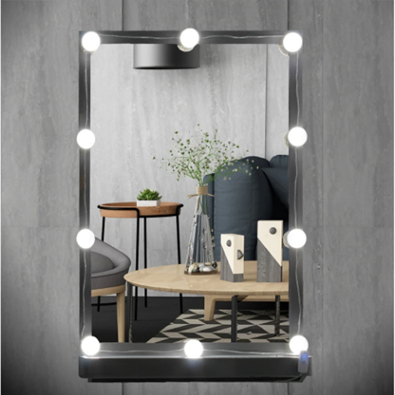 

10 LED Bulb Hollywood Vanity Mirror Light String AC 110V 220V Power Adapter Power Touch Control Dimmable Makeup Mirror Luminaire