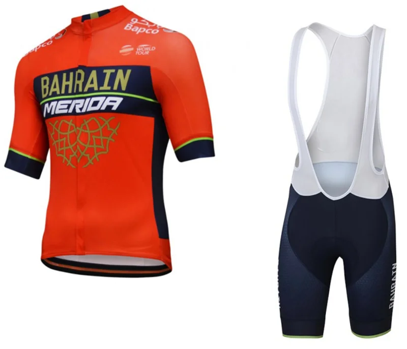 

MERIDA 2018 Men's Summer Bahrain Short Sleeve Cycling Jersey Quick Dry Bib Shorts Ropa Ciclismo Clothing Bike Clothes