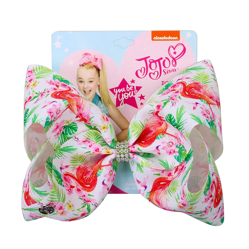 

2019 Flamingo Jo Jo Bows with Siwa's Cardboard Hairpin Clips Hair Claws Printed Heart Handmade Hair Accessories For Girls Kids