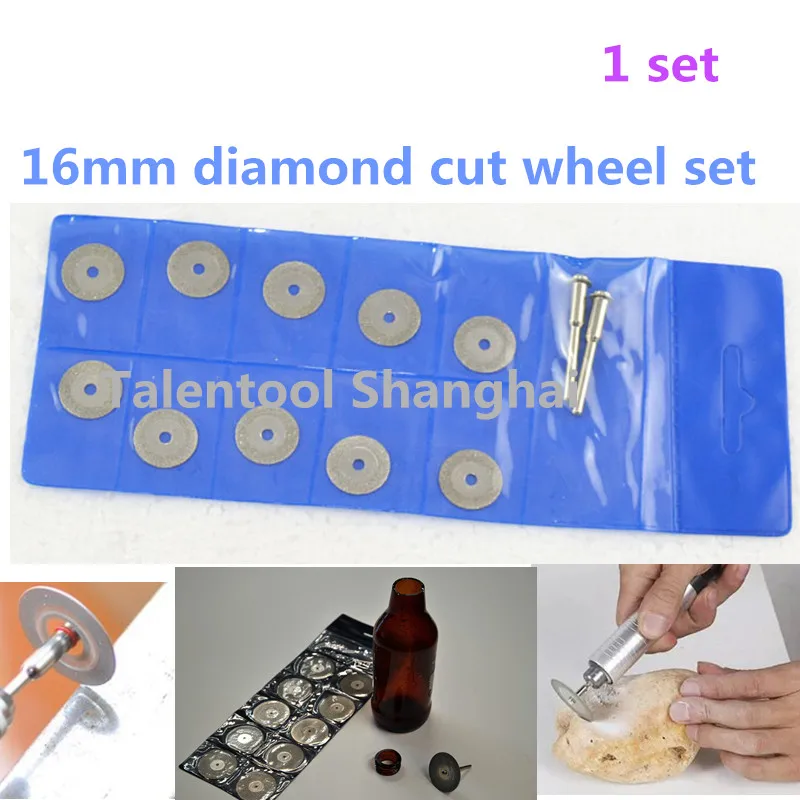 1 set 16mm  Diamond Cutting Discs Cut-off Wheel Mandrel Set For Dremel Rotary Tool