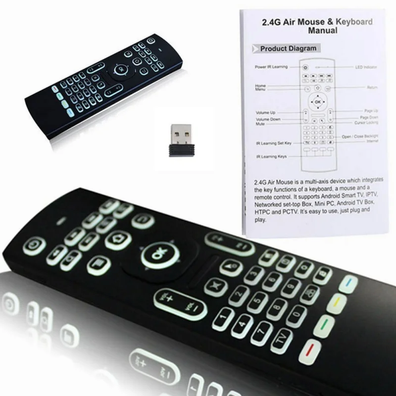 2 4G пульт дистанционного управления IR MX3 L Air Mouse подсветка беспроводная клавиатура