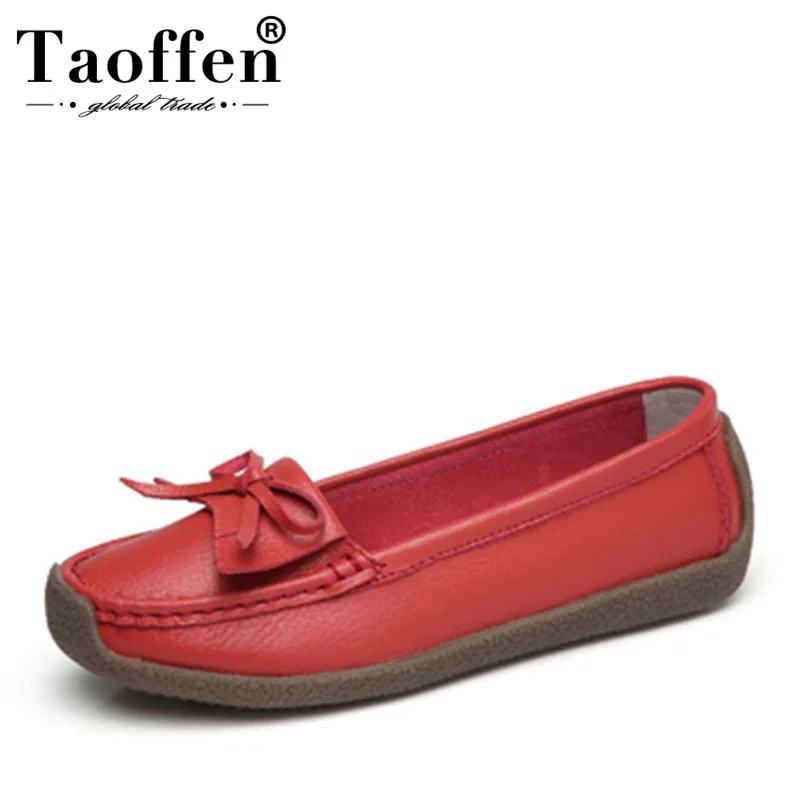 

Taoffen Women Flats Shoes Fashion Bowknot Soft Leather Flat Shoes Women Round Toe Fringes Daily Driver Footwear Size 35-40