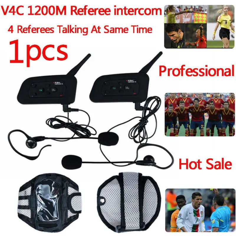 Football Referee BT Headset 4 Communicators 1200M Full Duplex
