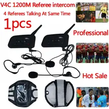 Football Referee Intercom BT Headset 4 Communicators 1200M Full Duplex Bluetooth Interphone V4C Ear Headphone Walkie Talkie 1PCS