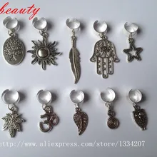 10 шт./лот Серебряная Регулируемая оплетка для волос дреды бусины клипсы браслеты амулеты для укладки волос аксессуары