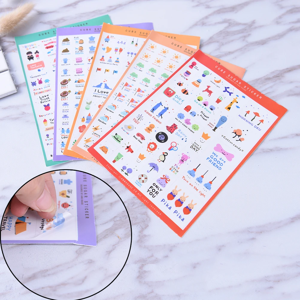 

5 Sheet/set PVC Stickers Cute Transparent Flake Seal Cards For Scrapbooking Diy Diary Calendar Notebook Label Stationery
