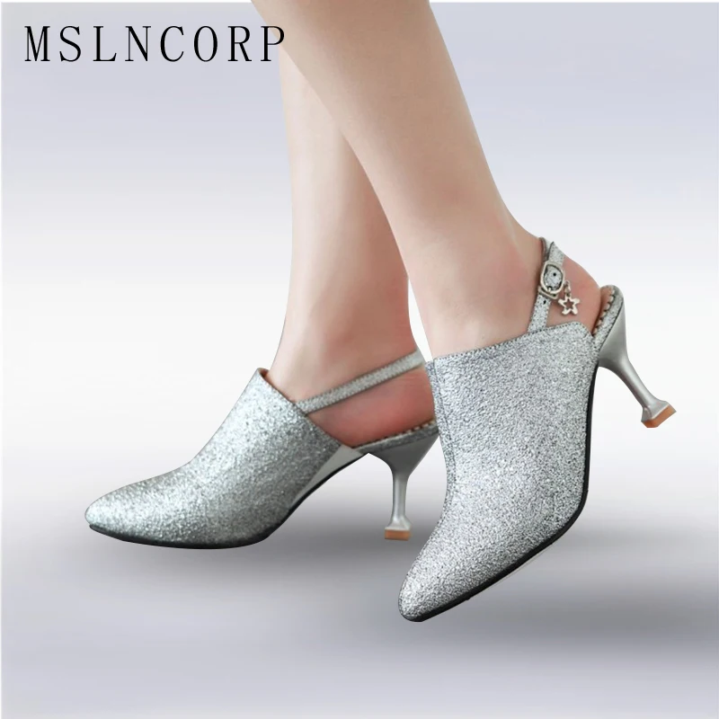 

Size 34-51 Fashion Summer women pumps pointed toe shallow Sexy Glisten bling elegant Wedding Party Dres high heels shoes Stilett