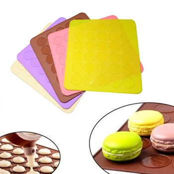 

29*26cm 30 cavity Silicone Pastry Cake Macaron Macaroon Oven Baking Mould Sheet Mat Tool Random Clour