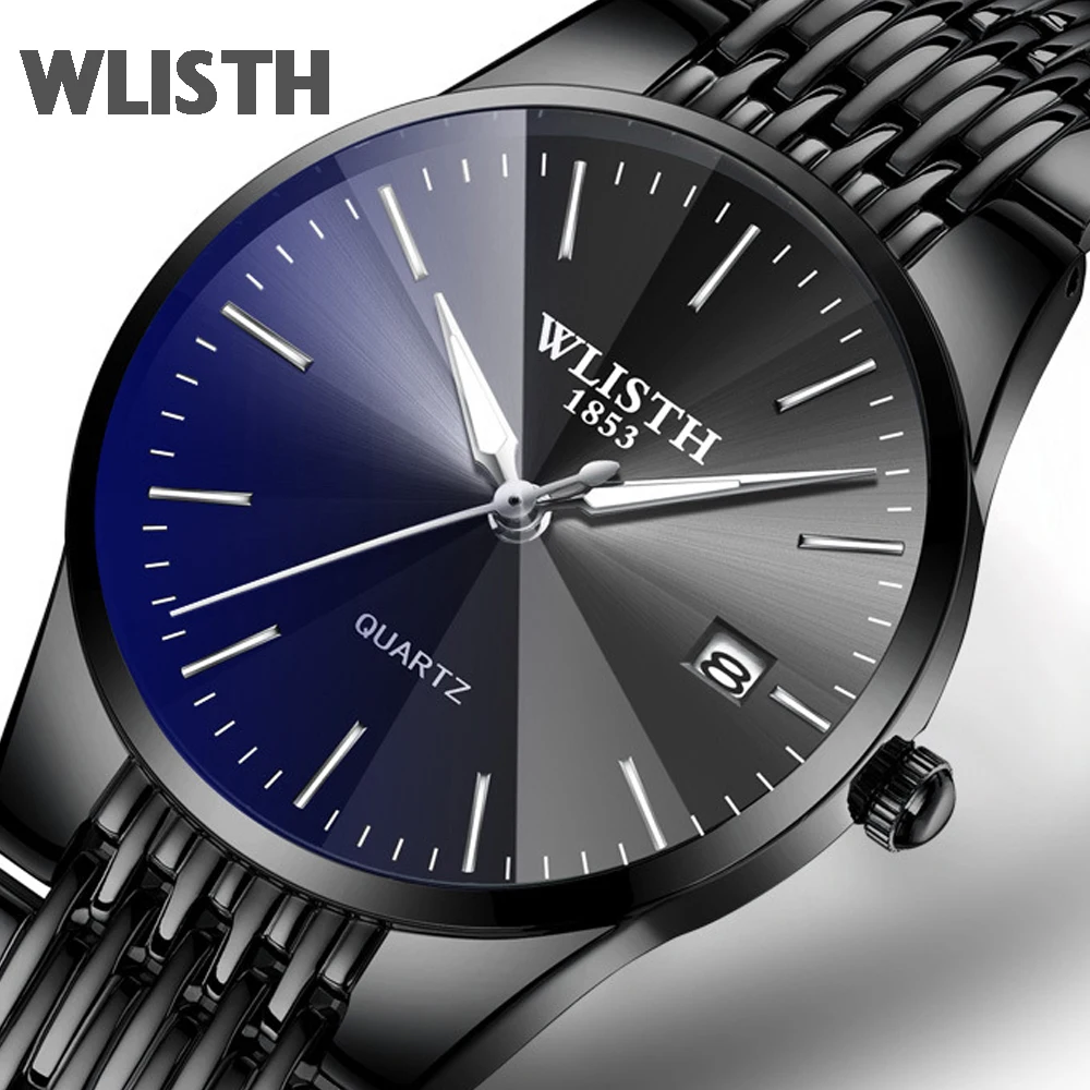 

WLISTH Mens Ultra-thin Watches Waterproof Business Casual Quartz Watches Men Wristwatches erkek kol saati Relogio Masculino