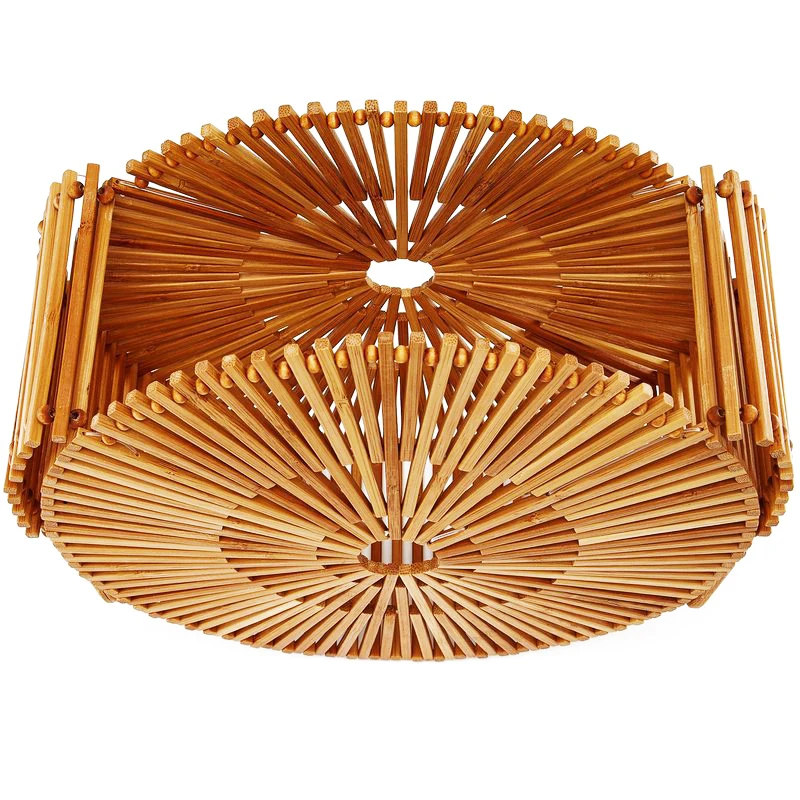 Magnet Round Bamboo Bag Handmade Woven Storage Bags Summer Hollow Beach Handbag Casual Tote Travel Organizer Dropshipping 4