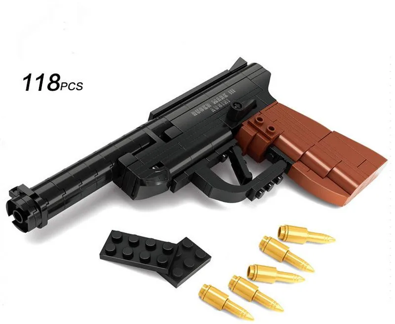Factory sales Luger P08 pistol GUN Weapon Arms Model 1 1 DIY Model Building Blocks Christmas