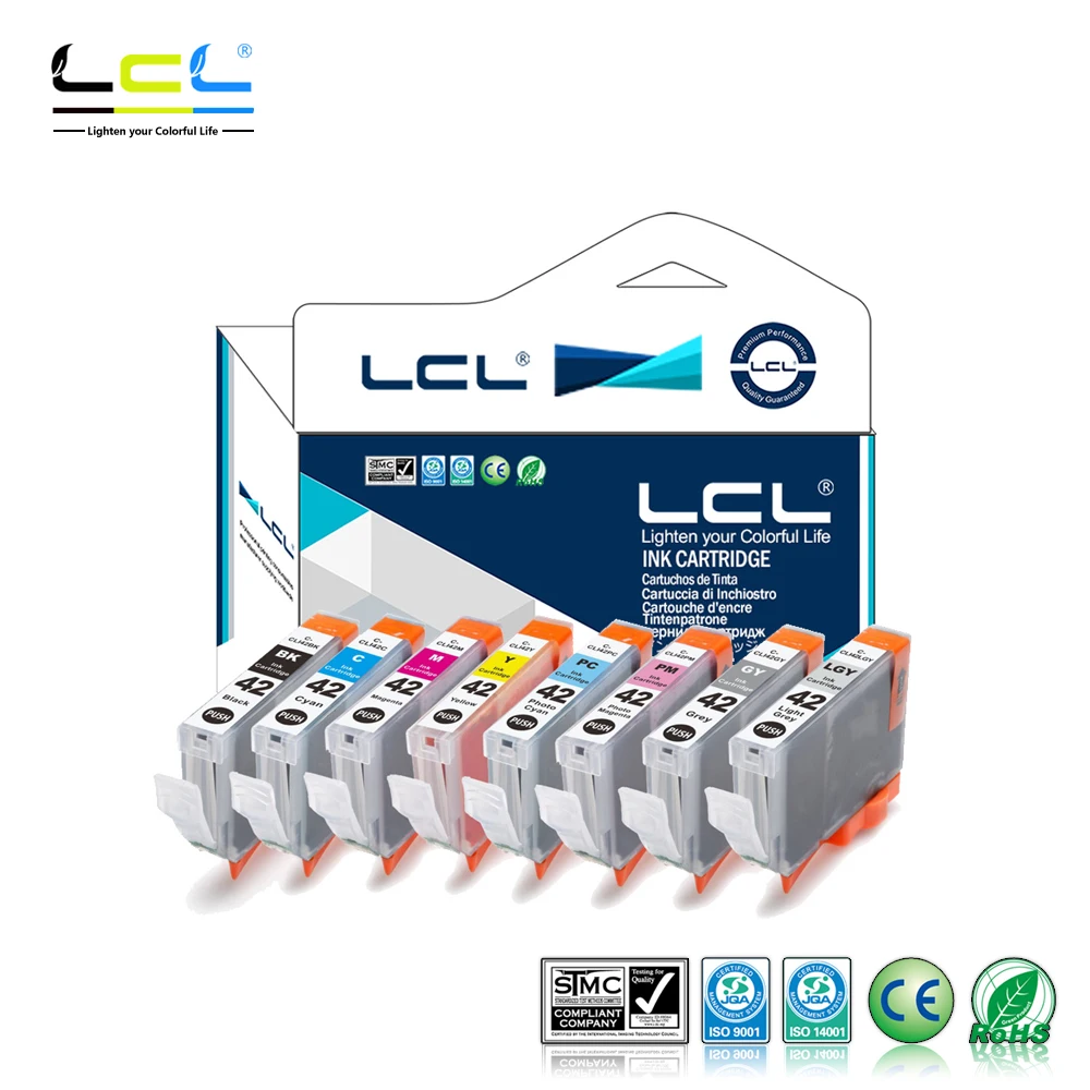 LCL CLI 42 CLI 42BK CLI42 CLI 42 8 Pack BK C M Y PC PM