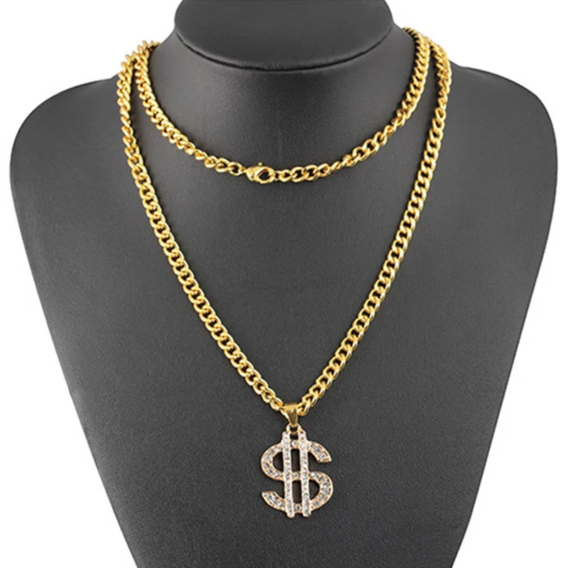 

Hip Hop Jewelry US Dollar Money Pendant Necklaces Luxury Gold Color Chain Jewelry Women Accessories Necklace Collier
