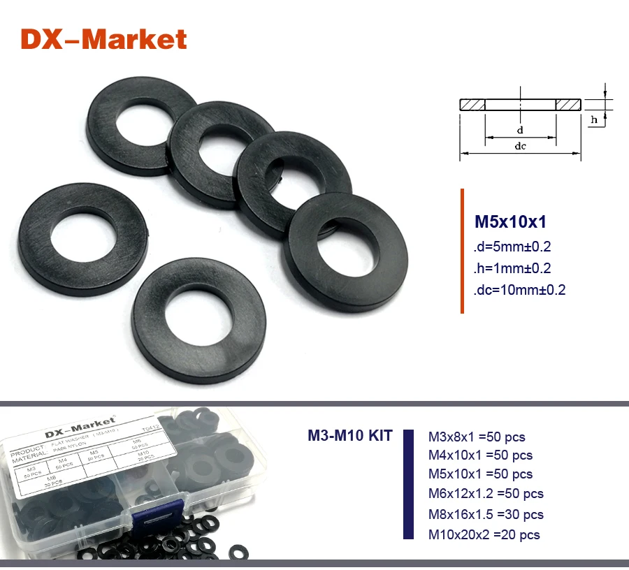 M3 M4 M5 M6 M8 M10 черный нейлон шайба комплект, изоляции Прокладки Шайбы, высокое качество PA66 нейлоновые крепежи, T0412