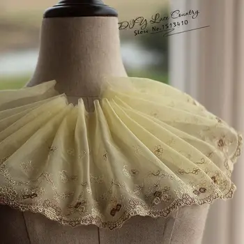 

2yards/lot16.5cm wide French Lace Fabric Embroidered Tulle Lace trim mesh Lace Ribbon ~sunshine+ Light brown~lovely