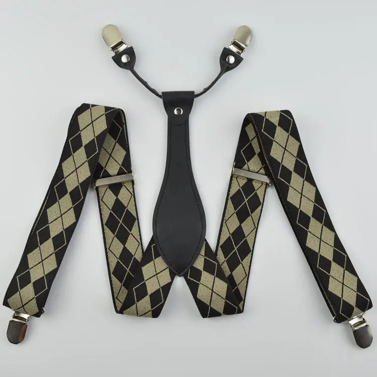 20 цветов мужские кожаные подтяжки с 4 зажимами регулируемые однотонные черные/серые/синие брюки эластичный ремень дедушка подарки 3,5 см - Цвет: S12