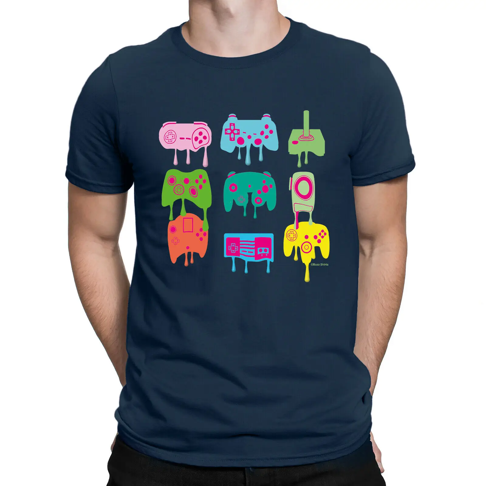 

MELTED CONTROLLER Mens Retro Gaming T-Shirt PS4 Playstation Xbox N64 Gamer Top