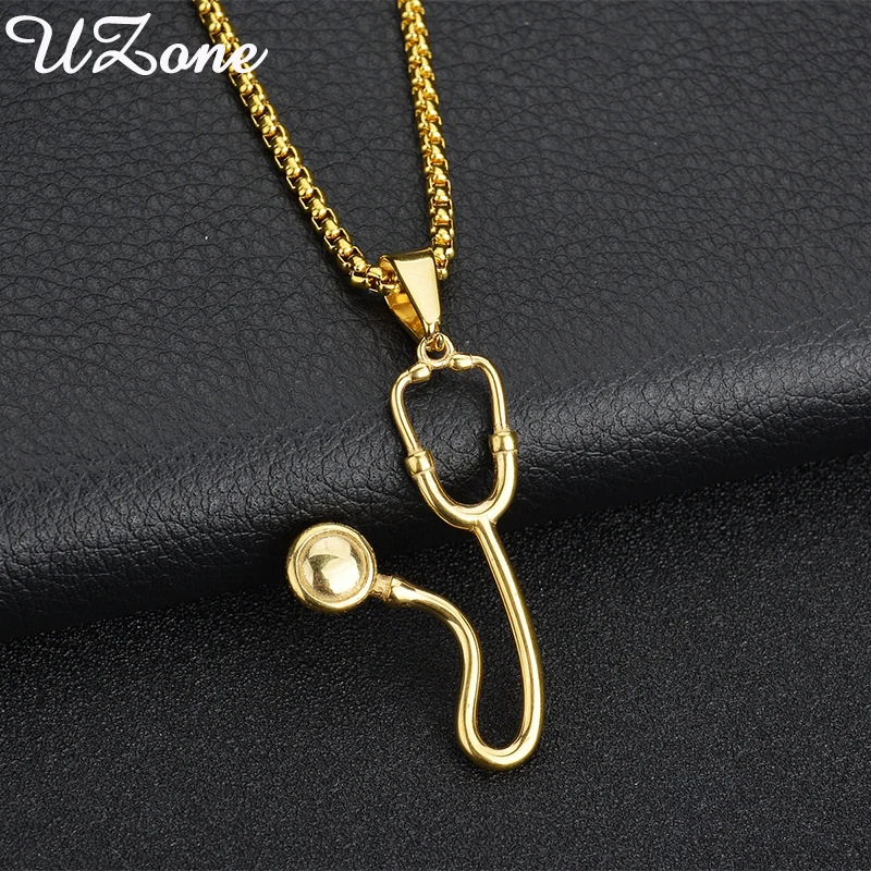 

UZone Stainless Steel Casting Stethoscope Choker Necklace For Women Doctor Fashion Jewelry Gift Collars