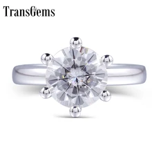 TransGems 4 carat Real Gold 14K Semi Mount Jewelry Micro Paved Prongs Setting Fine Diamond Moissanite Engagement Ring