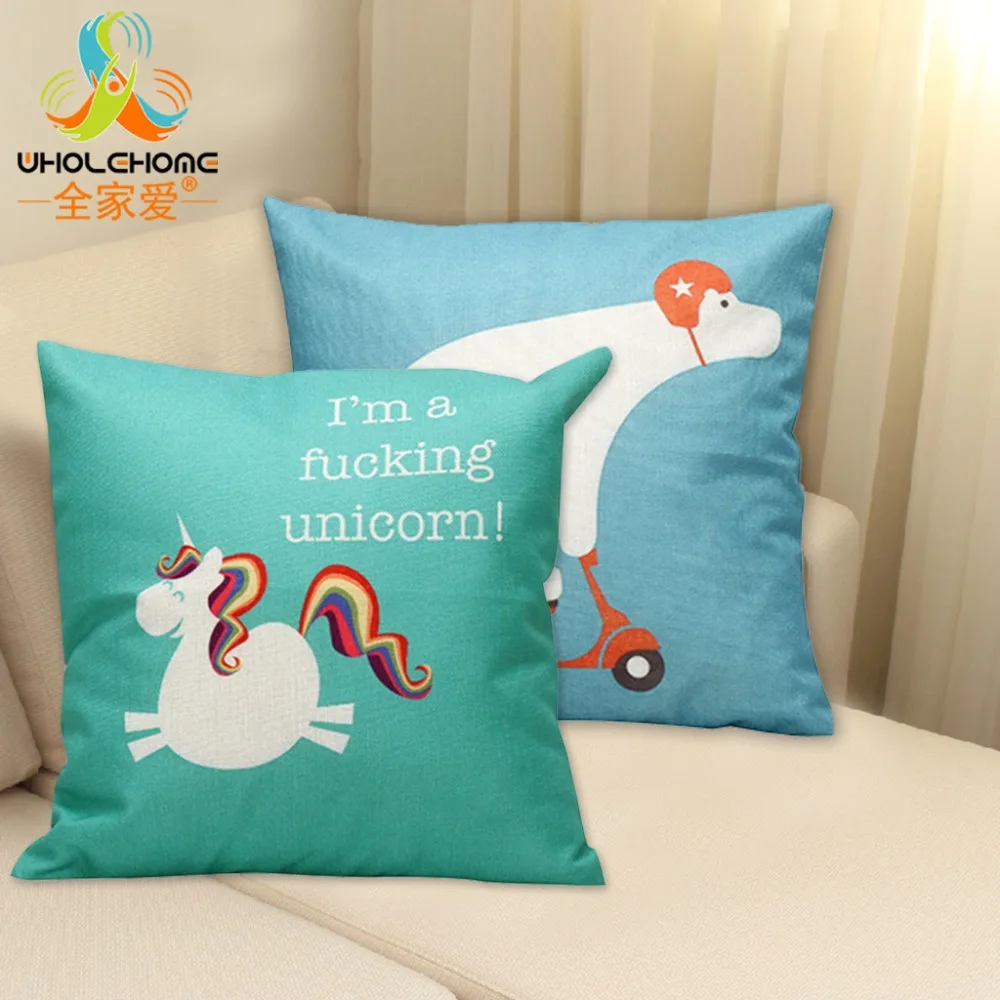 43x43cm Cute GIRL Pillow Case Fashion Printed Lovely Blue Seat Room