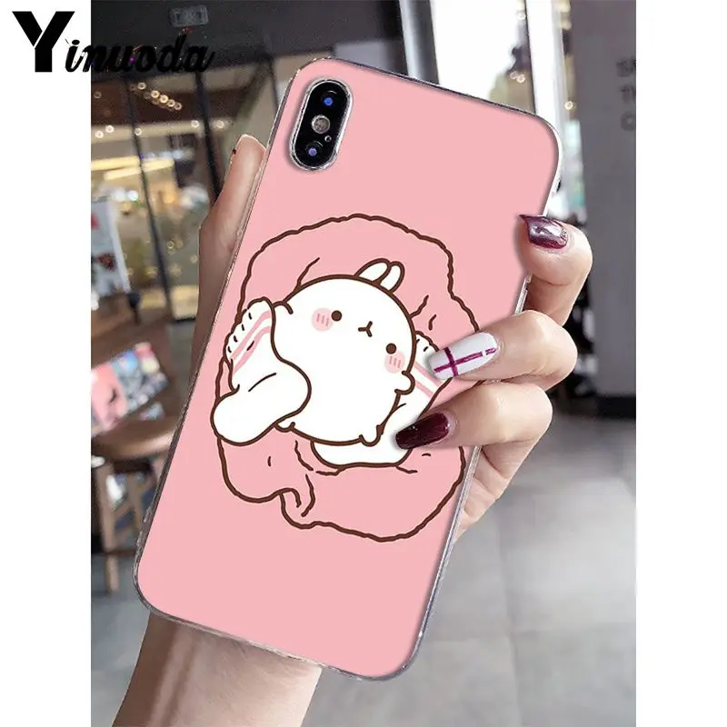 Yinuoda Kawaii Molang мультфильм аниме Кот DIY рисунок чехол для телефона чехол для iPhone X XS MAX 6 6s 7 7plus 8 8Plus 5 5S SE XR