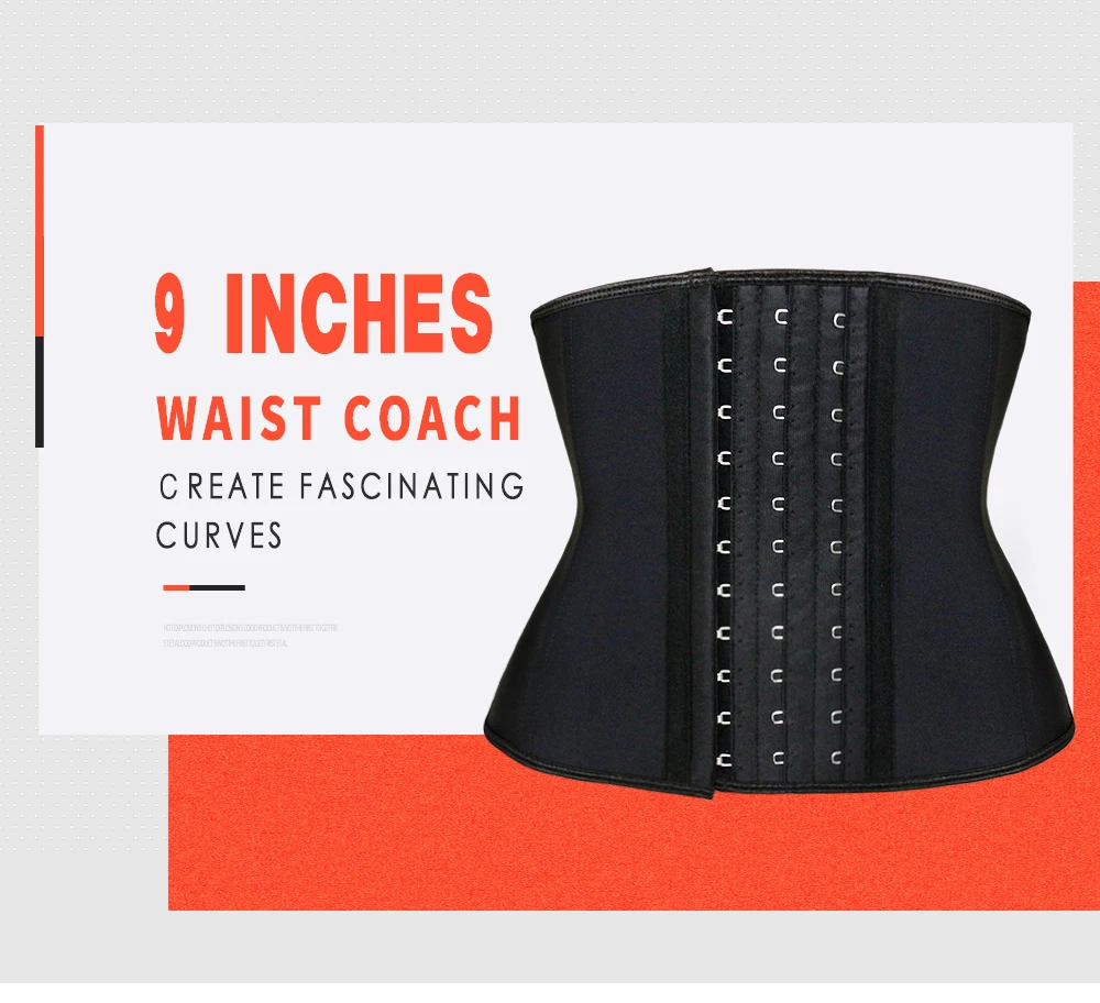 NB1512_01 Atbuty Waist Trainer 9 Inches Shot Torso Latex Waist Training Corset 9 Steel Boned hooks Body Shaper (1)