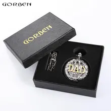 GORBEN полые папа карманные кварцевые часы с подвеской ожерелье цепь римские цифры дисплей подарок для отца с подарочной коробкой