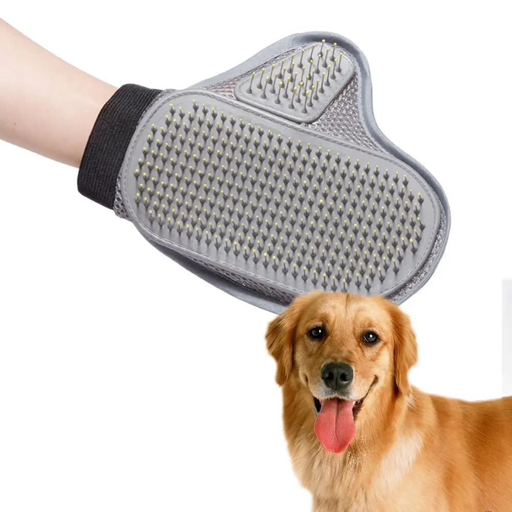 

Pet Grooming Glove Gentle Deshedding Brush Glove Massage Tool for Cats, Dogs and Horses Pet massage gloves right hand
