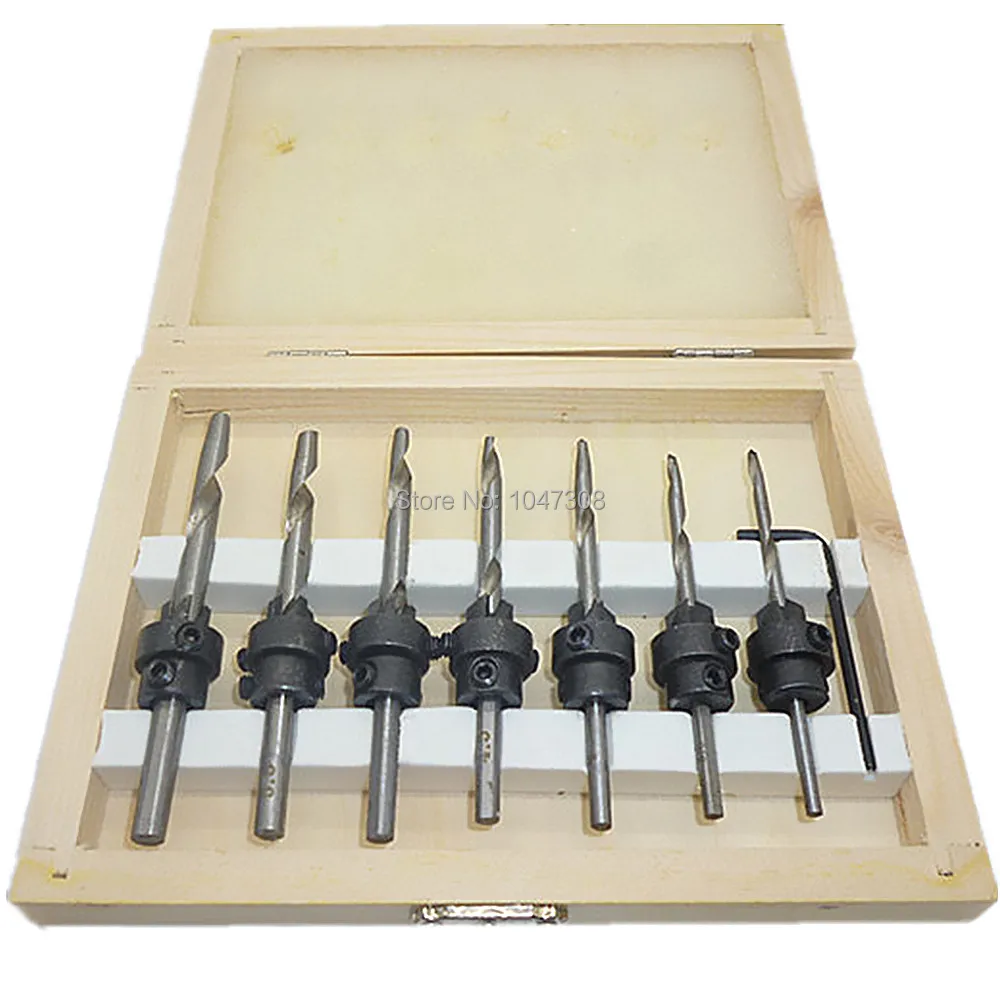22pc Countersink Drill Bits Tapered Stop Collar Wood Pilot Hole