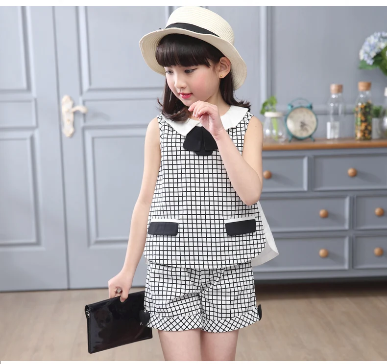 

2016 New Casual Kid Girl Vest Set Short T-shirts+Pants 2pcs Tracksuit For Girls Baby Sets Summer Children Clothes