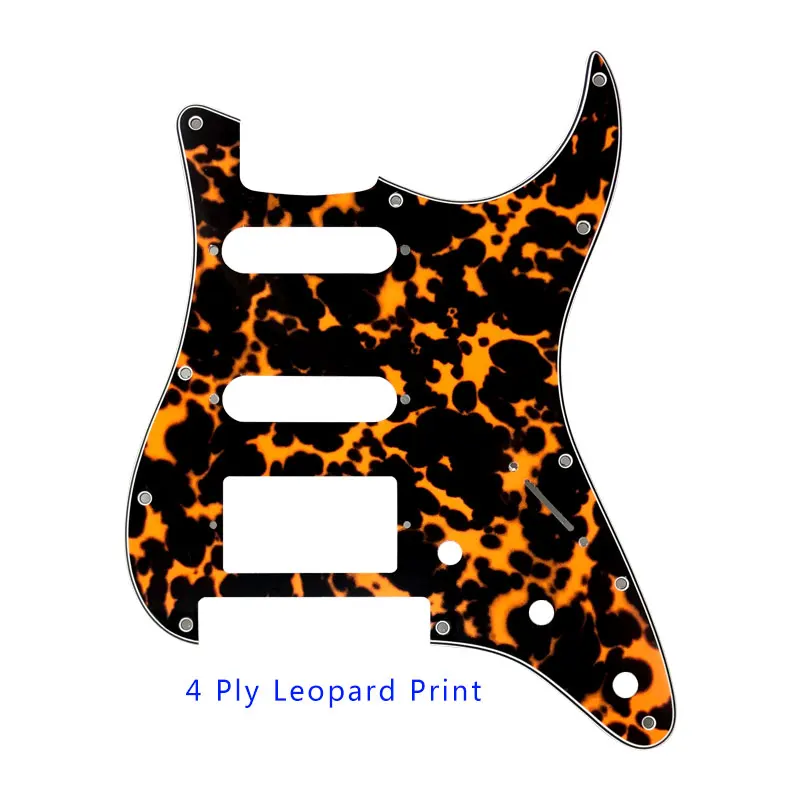 Pleroo Гитара накладки-для США 11 винтовых отверстий Stratocaster с Floyd Rose тремоло мост PAF хамбакер один HSS царапины пластины - Цвет: 4Ply leopard print