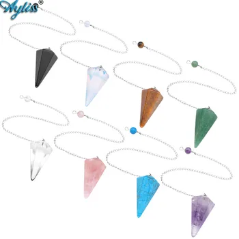 

Ayliss Wholesale Natural Stone Crystal Faceted Wicca Pendants Pendulos Pyramid Healing Reiki Chakra Dowsing Pendulum Jewelry