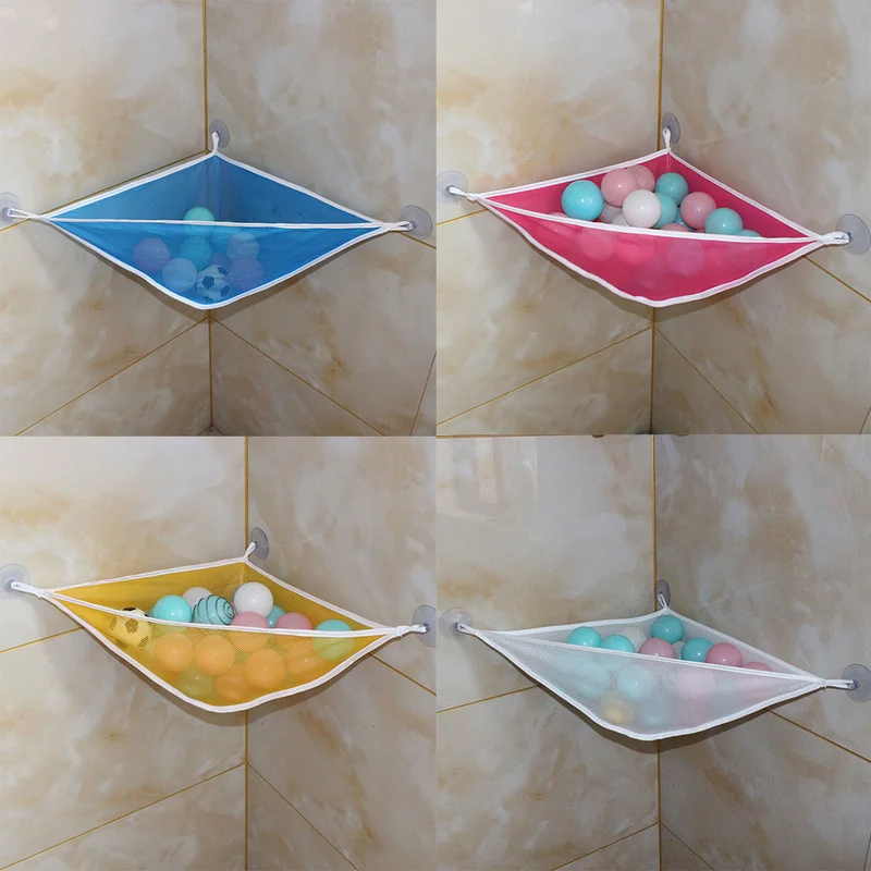 1Pc Useful Bathroom Corner Mesh Drain Bath Toys Storage Bag Baby Kids Shower Toys Suction Cups Plastic Hanging Net Bag Organizer