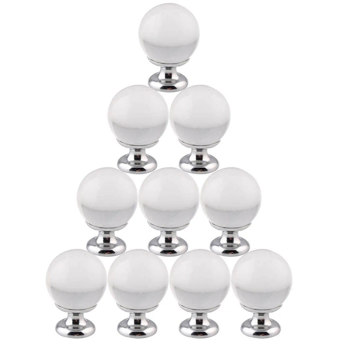 10 pcs Set 3*4CM Crystal Light Ball Furniture Handles Door Cabinet Knobs Glass Pull Handle for Drawer Cupboard - Scrub White