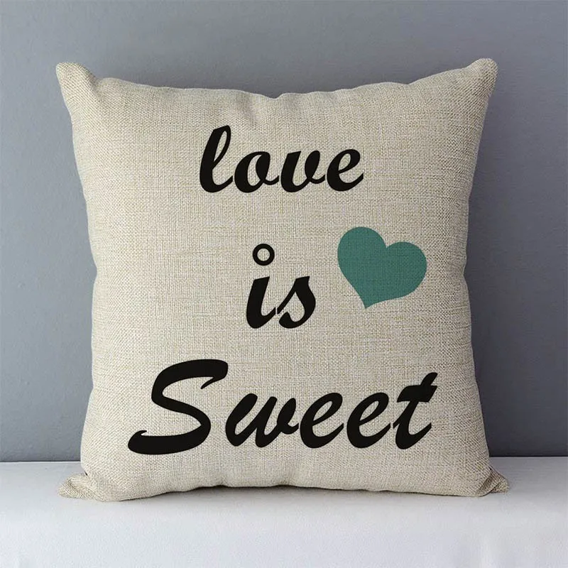 Popular phrase words letters printed couch cushion home decorative pillows 45x45cm cotton linen square cushions "Love you more"
