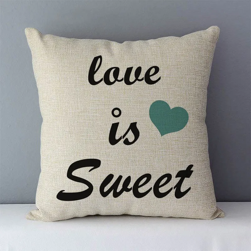 Popular phrase words letters printed couch cushion home decorative pillows 45x45cm square cushions without core "Love you more" 